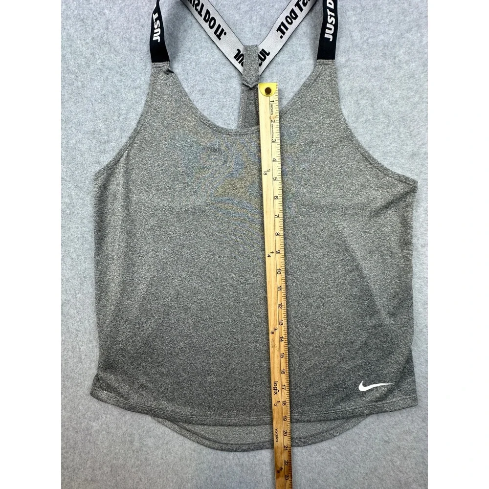 Nike Dri-FIT Just Do It Elastic Strap Racerback Tank Top Gray Womens Medium
